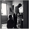 Andr Thomkins with one of his children in Essen, April 1958