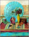 Stilleben mit japanischem Schirm, 1997. l auf Nessel, 100 x 80 cm